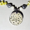 Silver Pendant With Natural Stone, Yellow Pearls, Marble, Necklace - Image 4