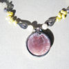 Silver Pendant With Natural Stone, Yellow Pearls, Marble, Necklace - Image 2