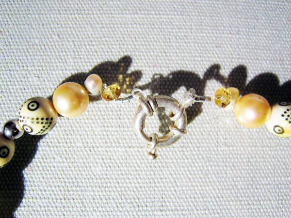 Handmade Pendant With Silver Frame and Camel-Bone Beads - Image 3