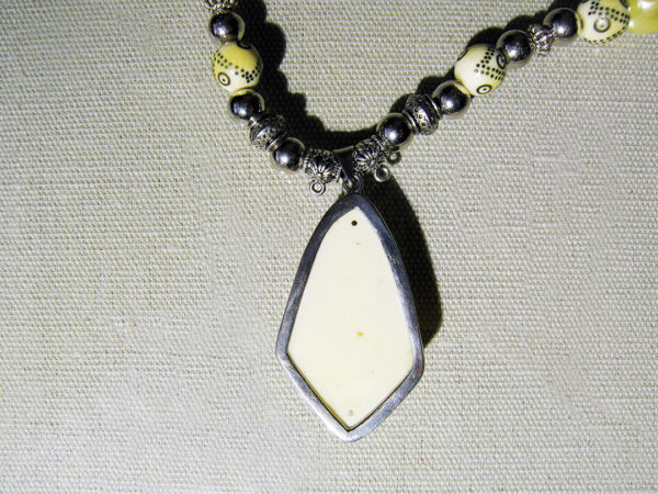 Handmade Pendant With Silver Frame and Camel-Bone Beads - Image 2