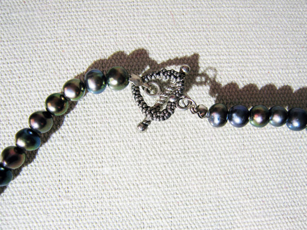 Black Pearls (from Japan) With Handcrafted Antimony Metal Work, Necklace - Image 3