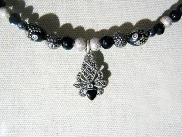 Onyx and Sterling Silver Necklace & Earrings Set - Image 3