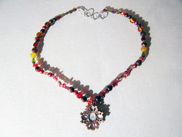 Handcrafted Copper With Inlaid German Chrystal Necklace - Image 2
