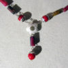 Silver Plated Drak Red Coral Quartz and Jade Necklace - Image 2