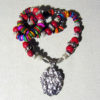 Platinum Plated Antique Pendant With Angels And Mother of Pearls, Red Corals, Silver & Gold Plated Beads Necklace - Image 5