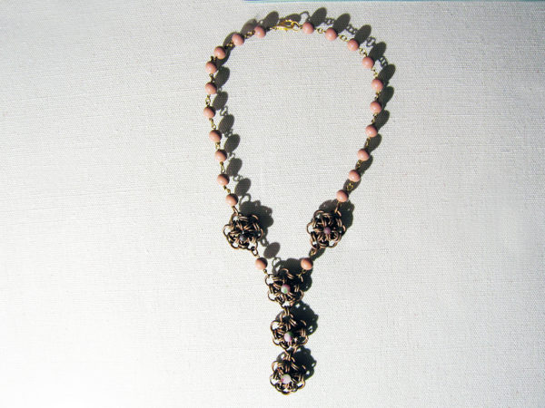 Handcrafted Metal Necklace With Natural Beads