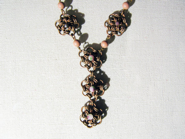 Handcrafted Metal Necklace With Natural Beads - Image 3