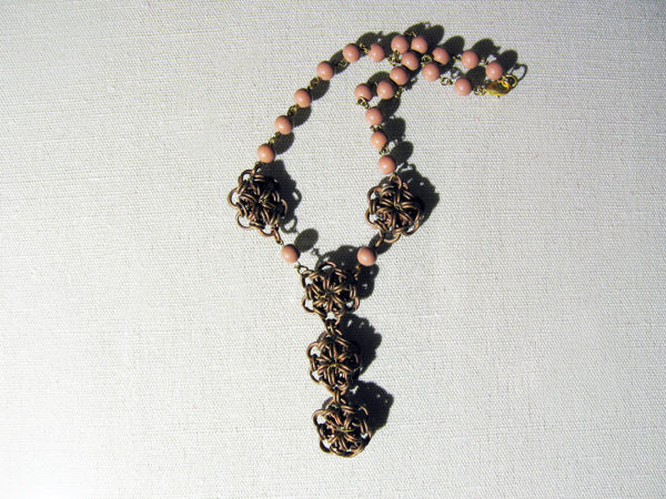 Handcrafted Metal Necklace With Natural Beads - Image 4