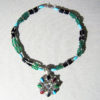 Silver Necklace With Turquoise, Onyx and Jade