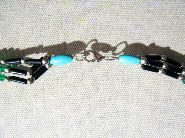 Silver Necklace With Turquoise, Onyx and Jade - Image 4