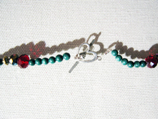 Cupper & Silver Inlaid With Zircon, Malachite and Gold Plated Beads Necklace - Image 2