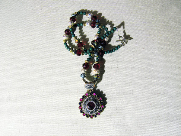 Cupper & Silver Inlaid With Zircon, Malachite and Gold Plated Beads Necklace - Image 3